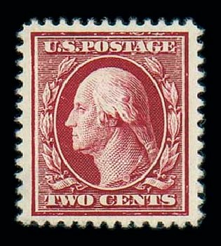 Value of US Stamp Scott Cat. 375: 1910 2c Washington Perf 12. Matthew Bennett International, Dec 2007, Sale 325, Lot 2009