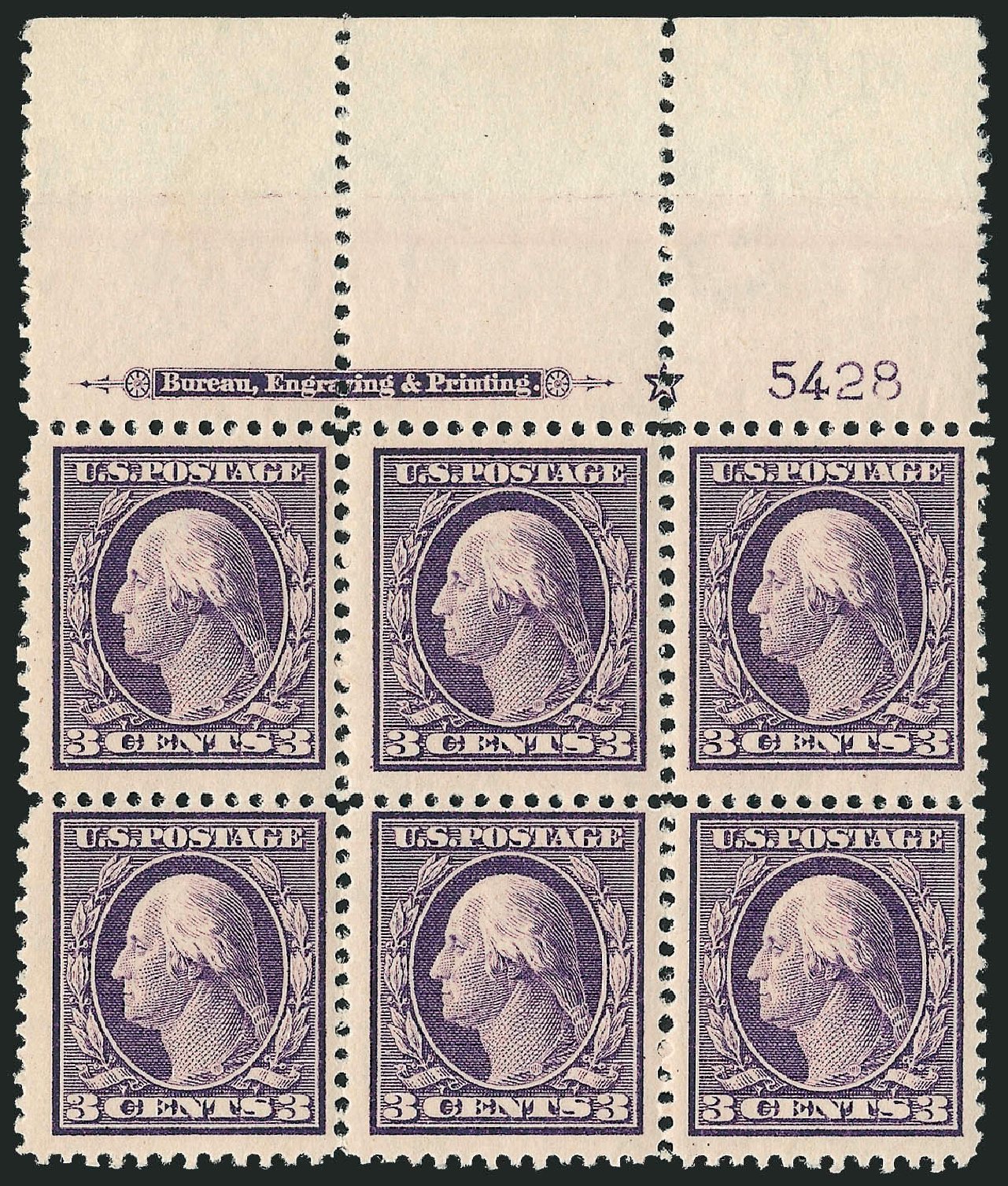 Values of US Stamp Scott Catalog 376 - 3c 1910 Washington Perf 12. Robert Siegel Auction Galleries, Oct 2010, Sale 997, Lot 5938