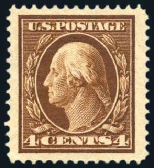 Price of US Stamps Scott Cat. # 377 - 1911 4c Washington Perf 12. Harmer-Schau Auction Galleries, Jun 2008, Sale 78, Lot 1547