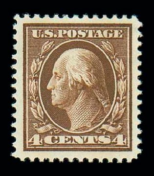 US Stamp Prices Scott 377: 1911 4c Washington Perf 12. Matthew Bennett International, Dec 2007, Sale 325, Lot 2010