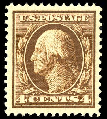 Prices of US Stamp Scott Catalogue 377 - 1911 4c Washington Perf 12. Matthew Bennett International, Dec 2008, Sale 330, Lot 1761