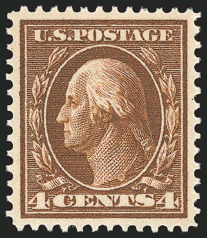 US Stamps Values Scott Cat. #377 - 4c 1911 Washington Perf 12. Robert Siegel Auction Galleries, Dec 2009, Sale 982, Lot 5761