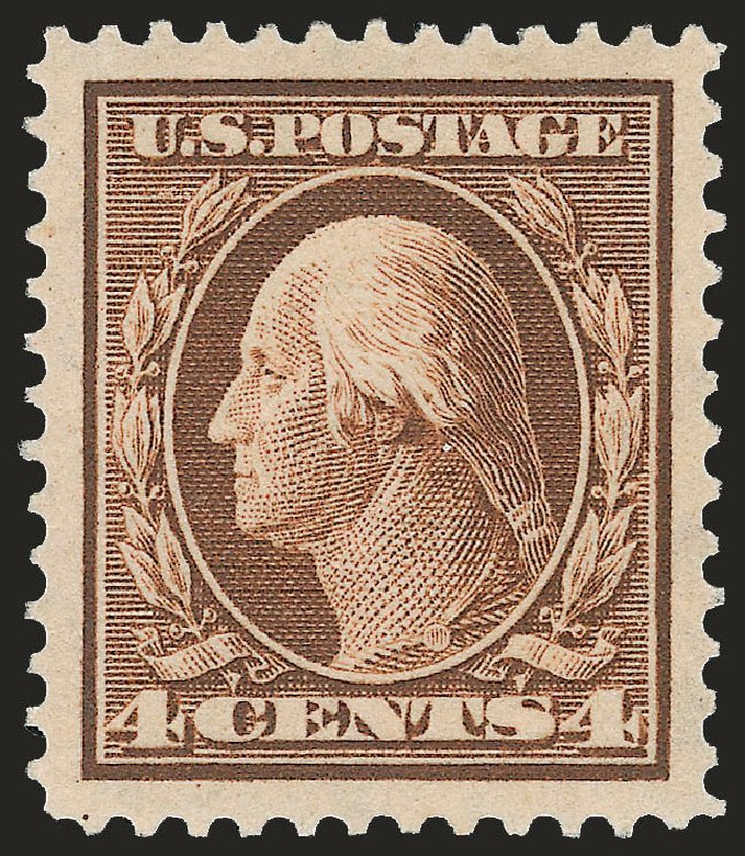 US Stamp Price Scott Catalogue # 377 - 1911 4c Washington Perf 12. Robert Siegel Auction Galleries, Jun 2009, Sale 975, Lot 1764