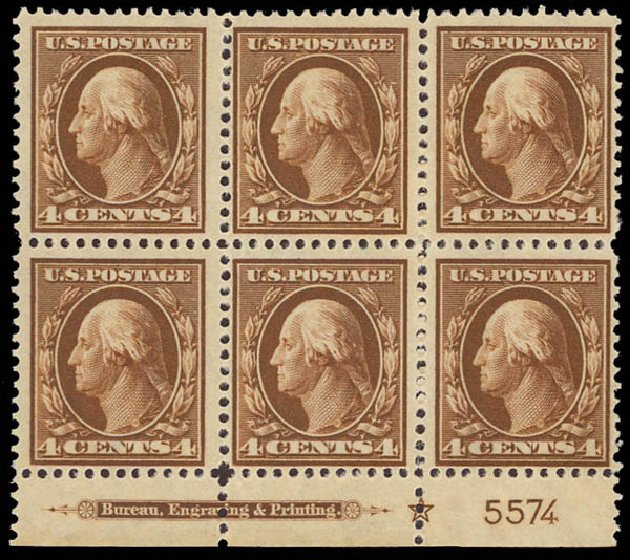 Values of US Stamp Scott Catalog # 377: 4c 1911 Washington Perf 12. Daniel Kelleher Auctions, Aug 2012, Sale 631, Lot 1145