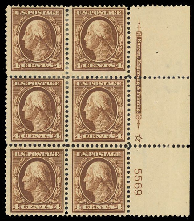 US Stamp Price Scott Catalog # 377: 1911 4c Washington Perf 12. Daniel Kelleher Auctions, Aug 2012, Sale 631, Lot 1143
