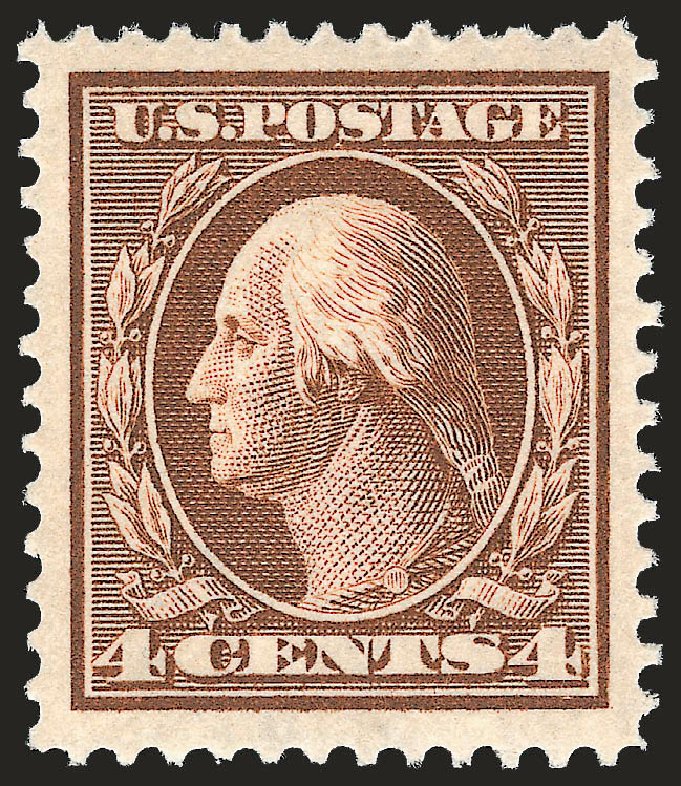 Values of US Stamps Scott Cat. #377: 1911 4c Washington Perf 12. Robert Siegel Auction Galleries, Dec 2008, Sale 967, Lot 4713