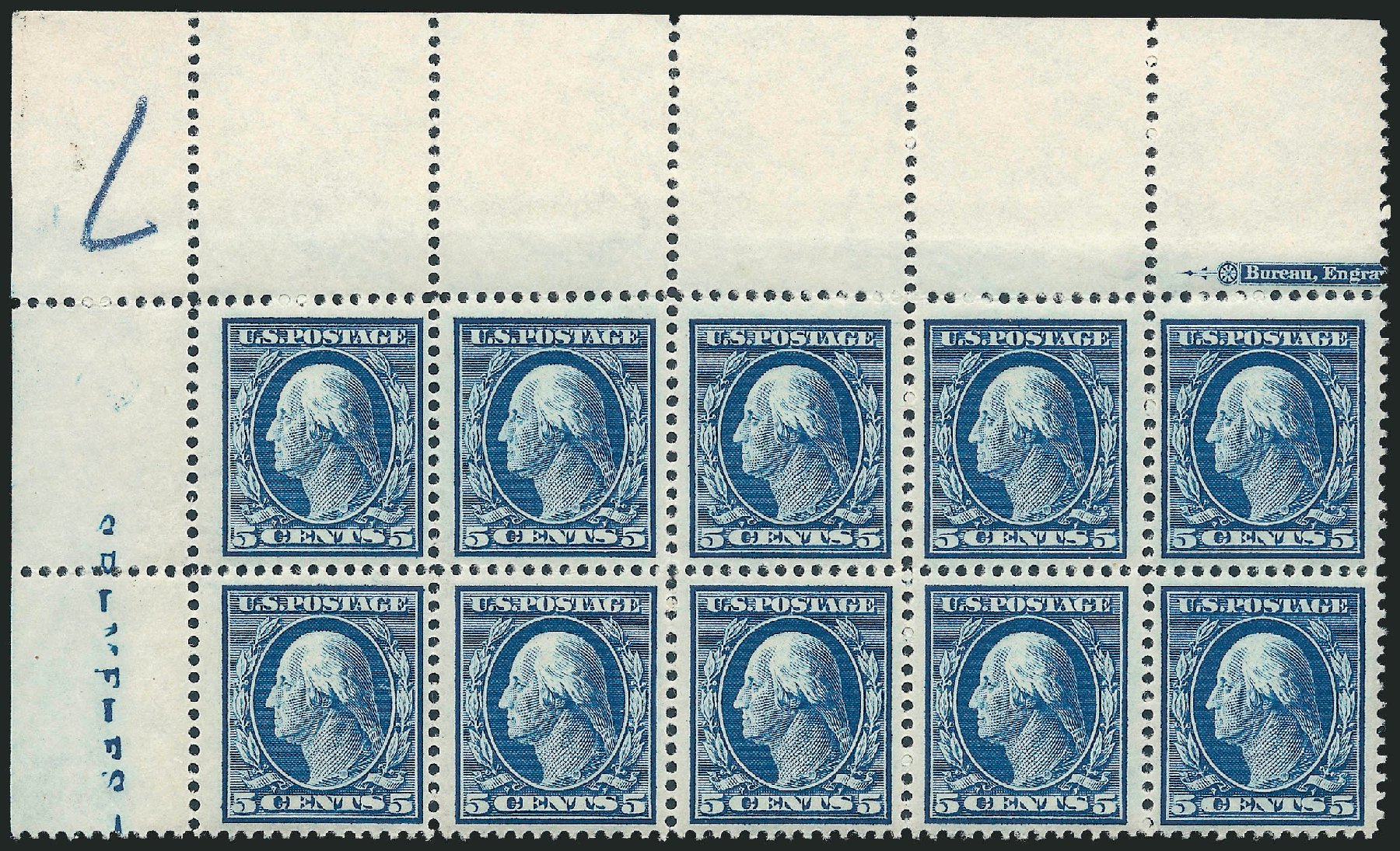 US Stamps Prices Scott Catalog 378 - 5c 1911 Washington Perf 12. Robert Siegel Auction Galleries, Mar 2011, Sale 1007, Lot 2679