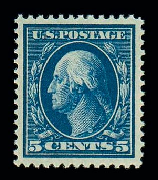 US Stamp Prices Scott Catalog #378 - 1911 5c Washington Perf 12. Matthew Bennett International, Dec 2007, Sale 325, Lot 2012