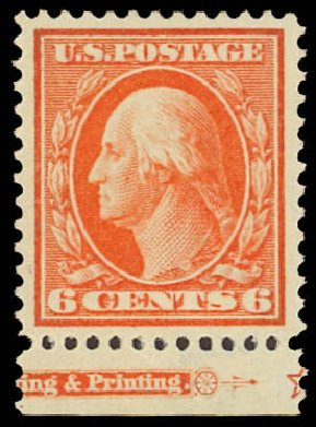 US Stamps Prices Scott Cat. # 379 - 1911 6c Washington Perf 12. Daniel Kelleher Auctions, Jun 2012, Sale 630, Lot 1796