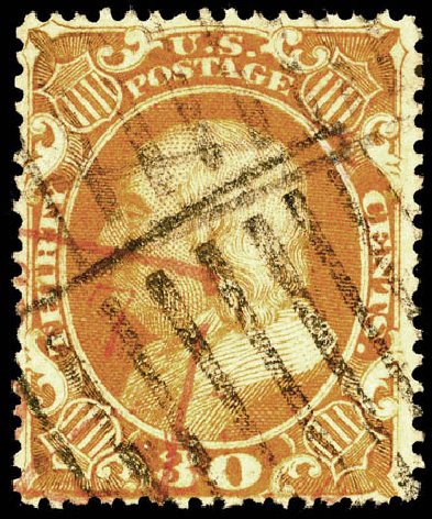 US Stamps Price Scott #38 - 30c 1860 Franklin. Matthew Bennett International, Jun 2008, Sale 328, Lot 527