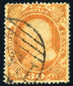 Price of US Stamp Scott Cat. 38 - 1860 30c Franklin. Harmer-Schau Auction Galleries, Aug 2011, Sale 90, Lot 1157