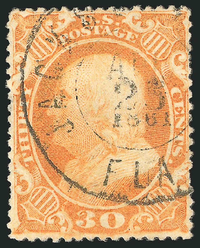 Costs of US Stamps Scott Cat. 38 - 1860 30c Franklin. Robert Siegel Auction Galleries, Nov 2014, Sale 1084, Lot 3177