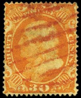 Value of US Stamps Scott Cat. 38: 1860 30c Franklin. Harmer-Schau Auction Galleries, Feb 2012, Sale 92, Lot 838
