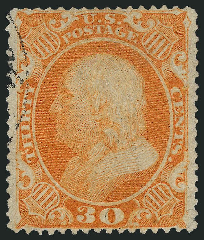 Prices of US Stamp Scott Cat. #38: 30c 1860 Franklin. Robert Siegel Auction Galleries, Dec 2012, Sale 1037, Lot 1508