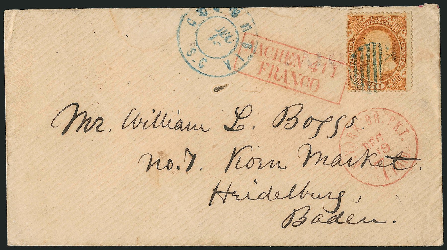 Prices of US Stamp Scott Catalogue # 38 - 1860 30c Franklin. Robert Siegel Auction Galleries, Nov 2014, Sale 1084, Lot 3178