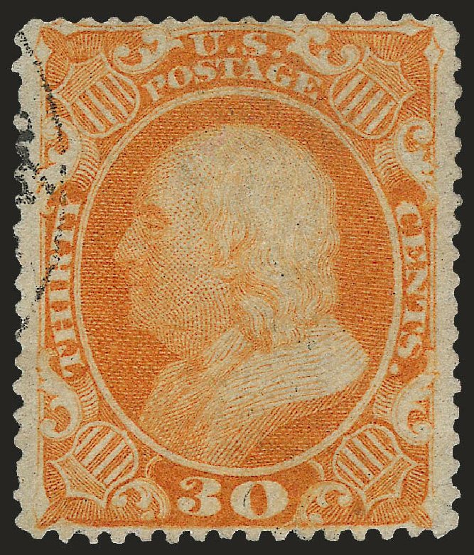 Cost of US Stamps Scott Catalogue #38: 30c 1860 Franklin. Robert Siegel Auction Galleries, Dec 2008, Sale 967, Lot 4148