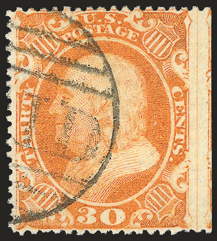 US Stamps Value Scott Cat. #38: 30c 1860 Franklin. Robert Siegel Auction Galleries, Jun 2009, Sale 975, Lot 1228