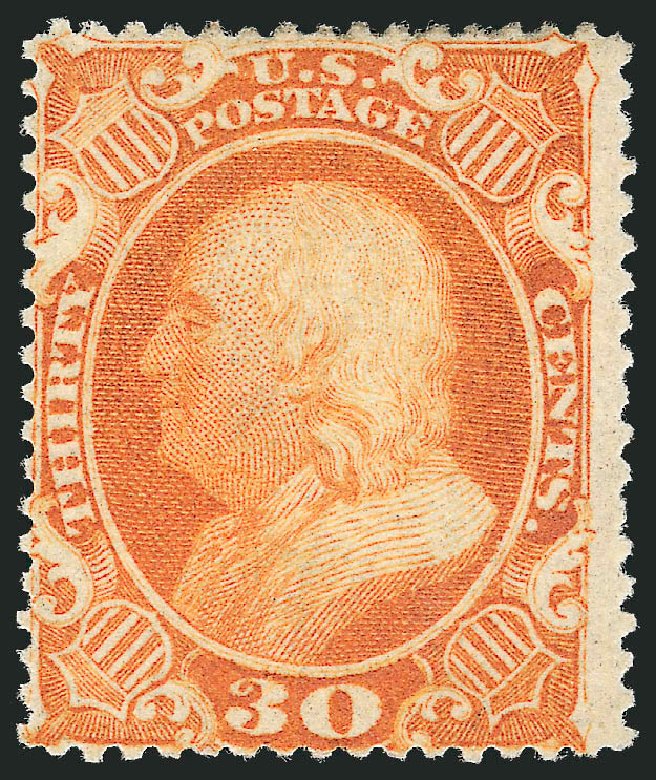 Prices of US Stamps Scott Catalogue # 38 - 1860 30c Franklin. Robert Siegel Auction Galleries, Oct 2010, Sale 997, Lot 5288