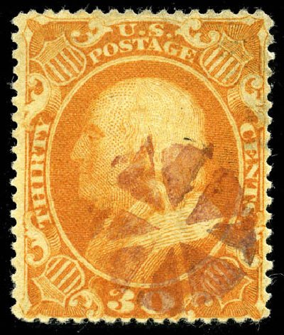Prices of US Stamp Scott Catalog # 38: 30c 1860 Franklin. Matthew Bennett International, Jun 2008, Sale 328, Lot 529