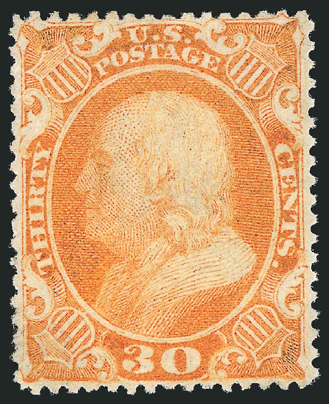 Values of US Stamp Scott Catalog # 38 - 1860 30c Franklin. Robert Siegel Auction Galleries, Dec 2012, Sale 1037, Lot 1509