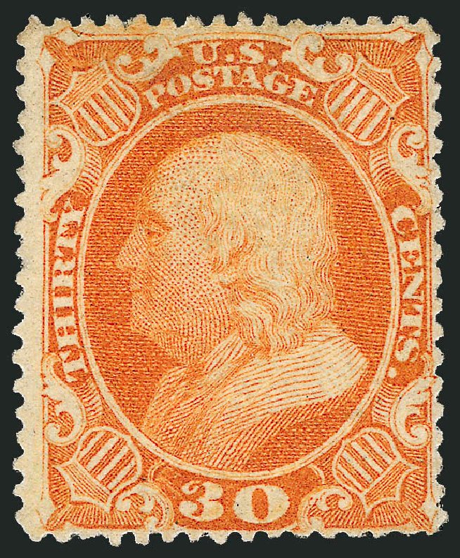 US Stamp Value Scott Cat. #38: 30c 1860 Franklin. Robert Siegel Auction Galleries, Dec 2008, Sale 967, Lot 4149