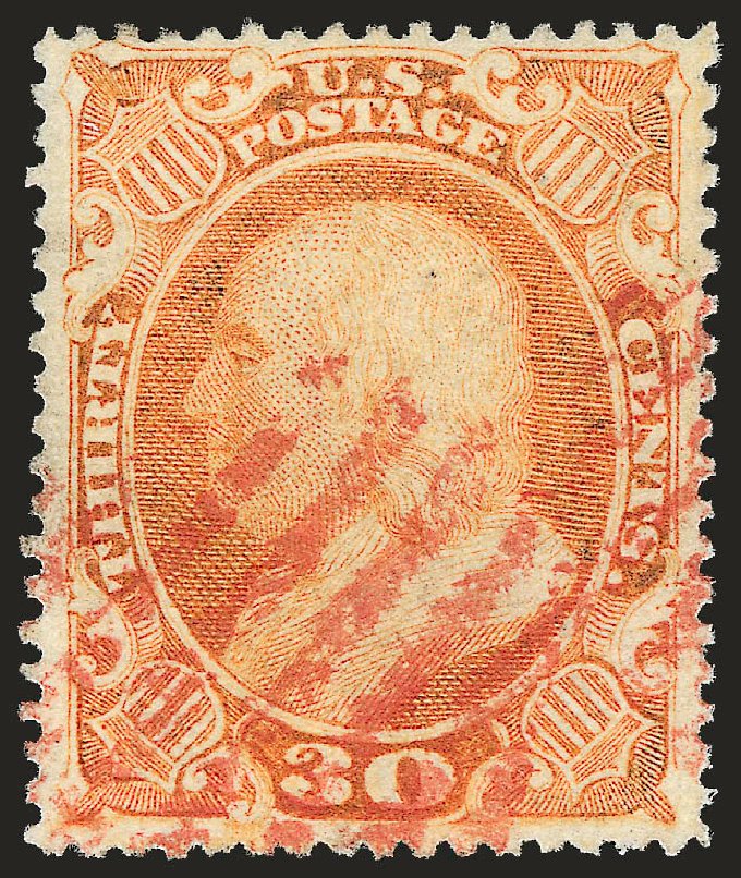 US Stamp Price Scott Catalog # 38: 30c 1860 Franklin. Robert Siegel Auction Galleries, Jun 2010, Sale 989, Lot 79