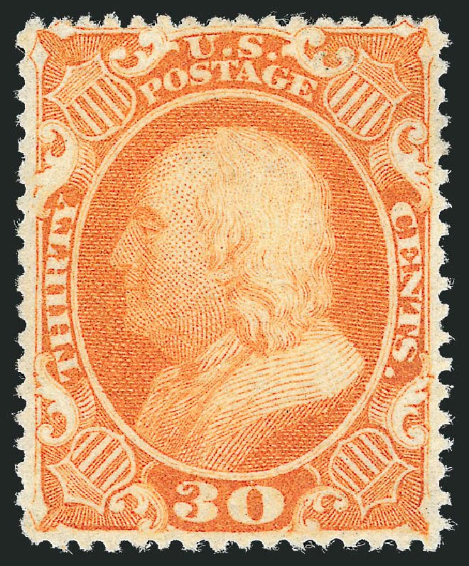 US Stamps Values Scott Cat. #38 - 30c 1860 Franklin. Robert Siegel Auction Galleries, Oct 2010, Sale 997, Lot 5289
