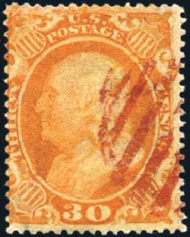 Prices of US Stamps Scott Catalogue #38: 30c 1860 Franklin. Harmer-Schau Auction Galleries, Mar 2011, Sale 89, Lot 110
