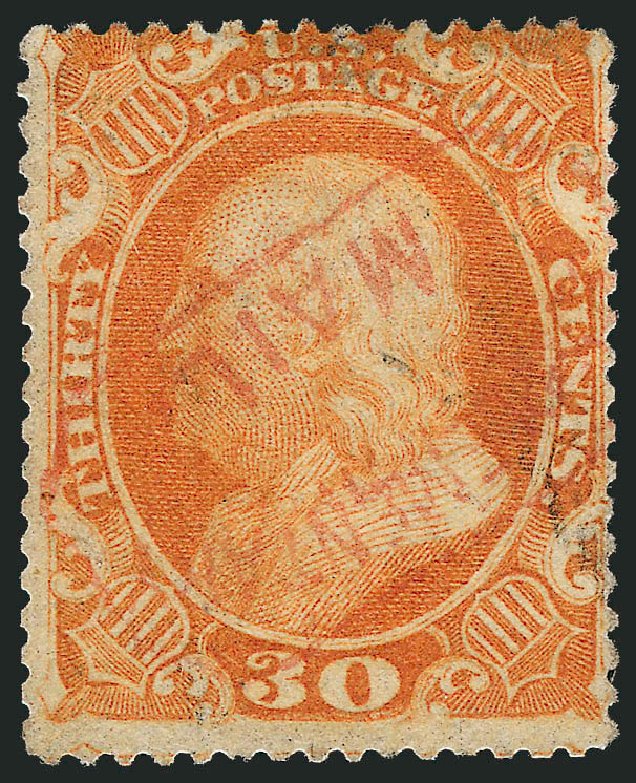 US Stamp Prices Scott Cat. 38: 1860 30c Franklin. Robert Siegel Auction Galleries, Mar 2011, Sale 1007, Lot 2180