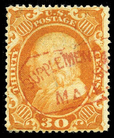 Cost of US Stamps Scott Cat. #38: 1860 30c Franklin. Matthew Bennett International, Sep 2011, Sale 338, Lot 1721
