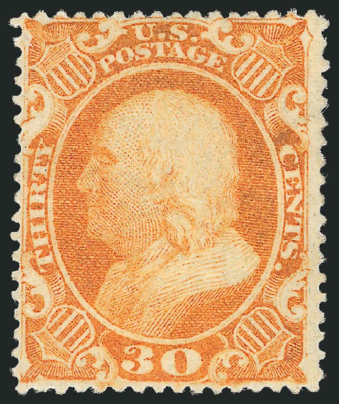 US Stamps Price Scott Catalog #38 - 1860 30c Franklin. Robert Siegel Auction Galleries, Oct 2008, Sale 963, Lot 431