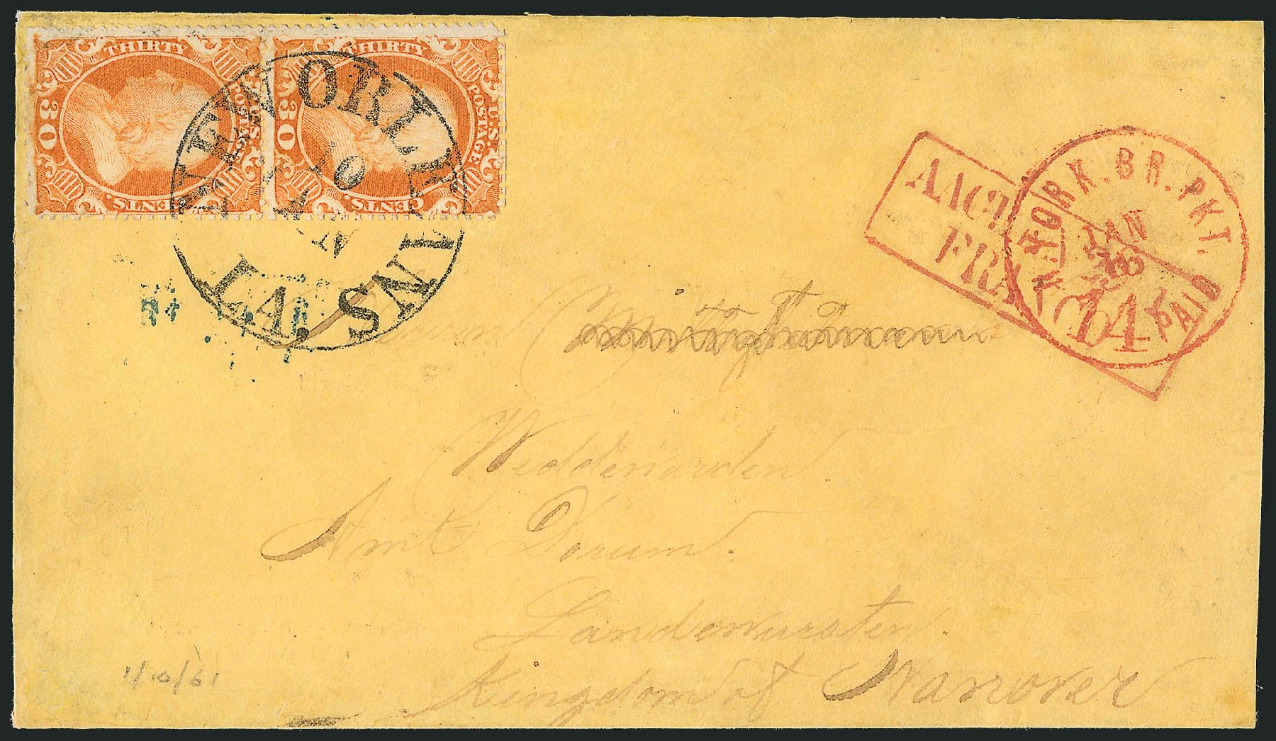 Values of US Stamp Scott Catalogue #38: 30c 1860 Franklin. Robert Siegel Auction Galleries, Sep 2010, Sale 993, Lot 381