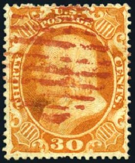 US Stamp Value Scott 38: 30c 1860 Franklin. Harmer-Schau Auction Galleries, Oct 2008, Sale 79, Lot 54