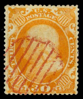 US Stamps Value Scott 38: 30c 1860 Franklin. Daniel Kelleher Auctions, Oct 2014, Sale 660, Lot 2064