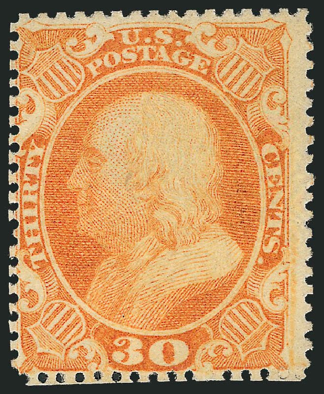 US Stamps Price Scott #38 - 30c 1860 Franklin. Robert Siegel Auction Galleries, Mar 2011, Sale 1007, Lot 2174