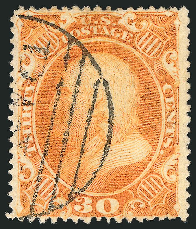 Values of US Stamp Scott Cat. 38: 1860 30c Franklin. Robert Siegel Auction Galleries, Mar 2012, Sale 1019, Lot 384