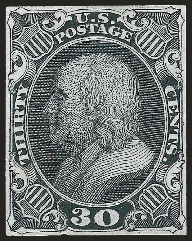 Cost of US Stamp Scott Catalogue # 38 - 30c 1860 Franklin. Robert Siegel Auction Galleries, Jun 2009, Sale 975, Lot 1004