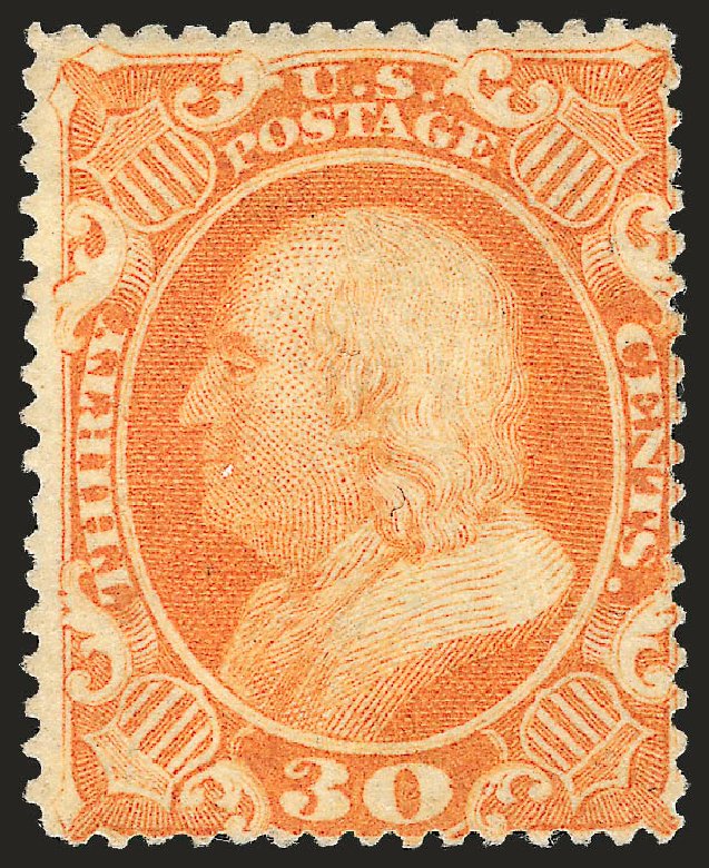 Costs of US Stamps Scott Catalog #38 - 30c 1860 Franklin. Robert Siegel Auction Galleries, Apr 2010, Sale 984, Lot 214
