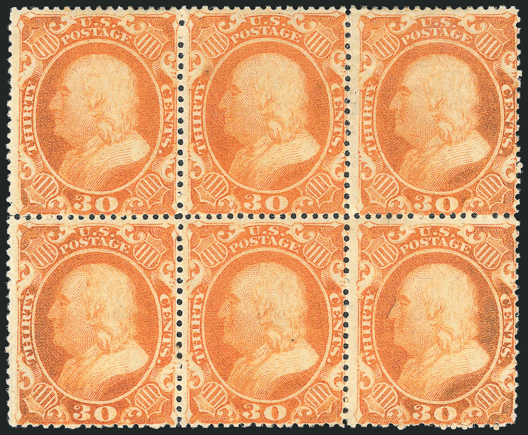 Prices of US Stamp Scott #38 - 1860 30c Franklin. Robert Siegel Auction Galleries, Sep 2010, Sale 993, Lot 354