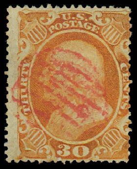 Price of US Stamp Scott Catalog 38 - 1860 30c Franklin. Daniel Kelleher Auctions, Jan 2012, Sale 628, Lot 235