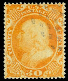 US Stamp Prices Scott # 38: 30c 1860 Franklin. Daniel Kelleher Auctions, Oct 2014, Sale 660, Lot 2065