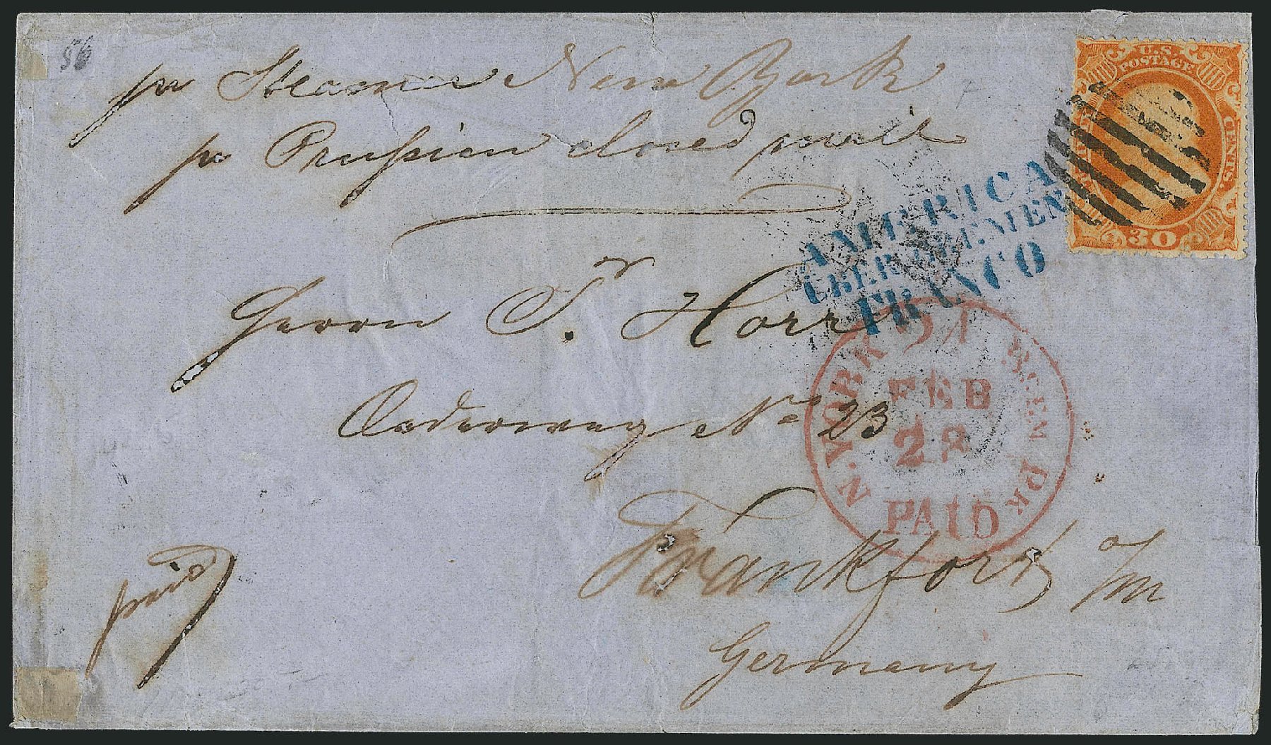Price of US Stamp Scott Cat. # 38: 1860 30c Franklin. Robert Siegel Auction Galleries, Dec 2010, Sale 1002, Lot 3815
