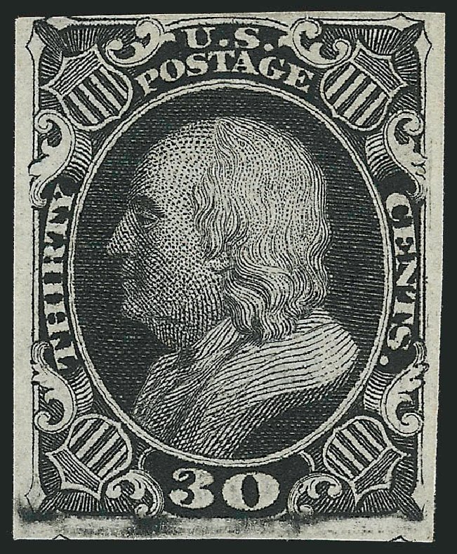 Cost of US Stamps Scott Catalogue 38 - 30c 1860 Franklin. Robert Siegel Auction Galleries, Jun 2012, Sale 1026, Lot 1005