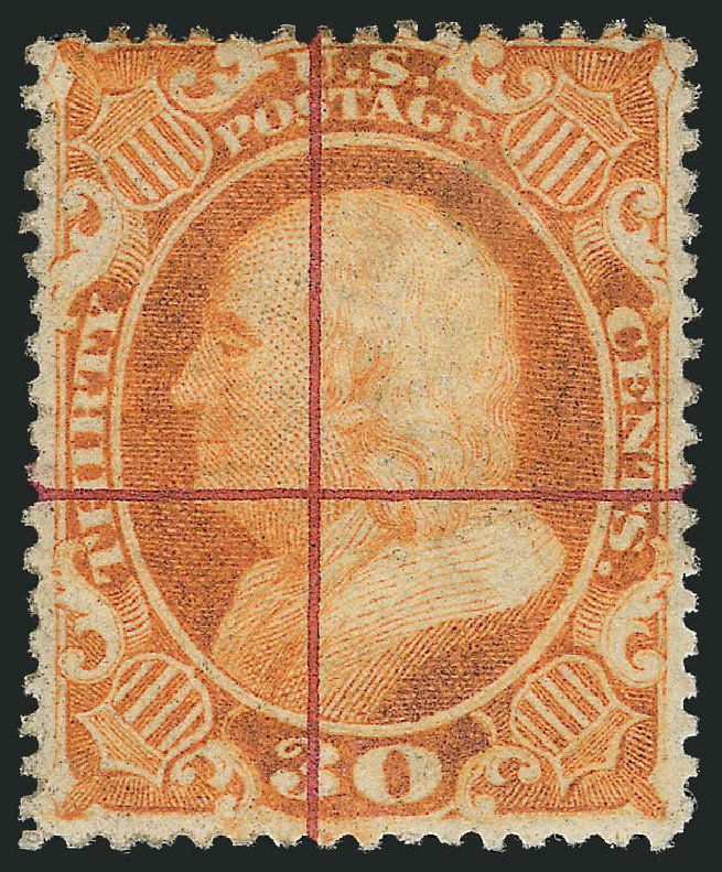 Cost of US Stamps Scott Catalog #38: 30c 1860 Franklin. Robert Siegel Auction Galleries, Jun 2012, Sale 1026, Lot 1195