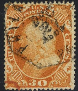 Cost of US Stamps Scott Catalogue #38 - 30c 1860 Franklin. Cherrystone Auctions, Mar 2008, Sale 200803, Lot 82