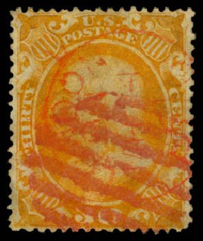 US Stamps Prices Scott # 38: 30c 1860 Franklin. Daniel Kelleher Auctions, Dec 2014, Sale 661, Lot 72