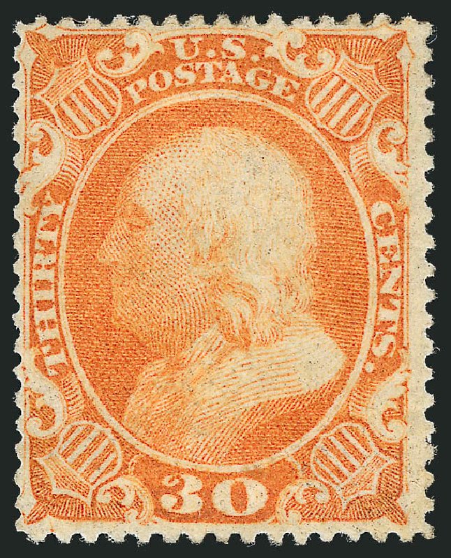 Values of US Stamp Scott Cat. #38: 30c 1860 Franklin. Robert Siegel Auction Galleries, Mar 2011, Sale 1007, Lot 2172