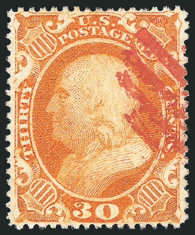 Cost of US Stamp Scott Catalogue # 38 - 1860 30c Franklin. Robert Siegel Auction Galleries, Jun 2012, Sale 1026, Lot 1192