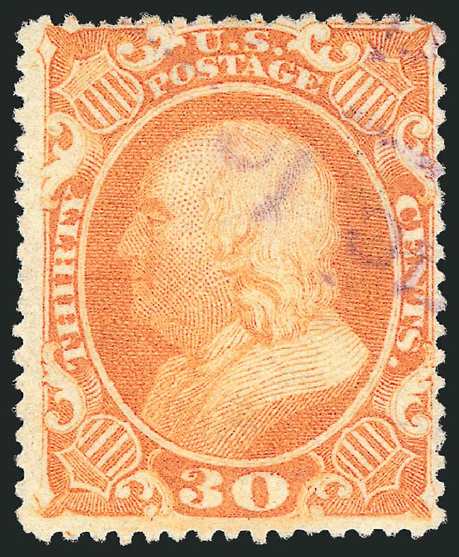 Costs of US Stamps Scott Catalogue # 38 - 30c 1860 Franklin. Robert Siegel Auction Galleries, Sep 2014, Sale 1078, Lot 132