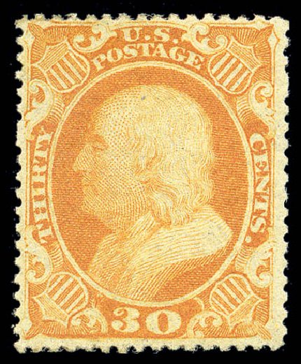 Costs of US Stamps Scott 38 - 1860 30c Franklin. Matthew Bennett International, Sep 2010, Sale 331, Lot 383